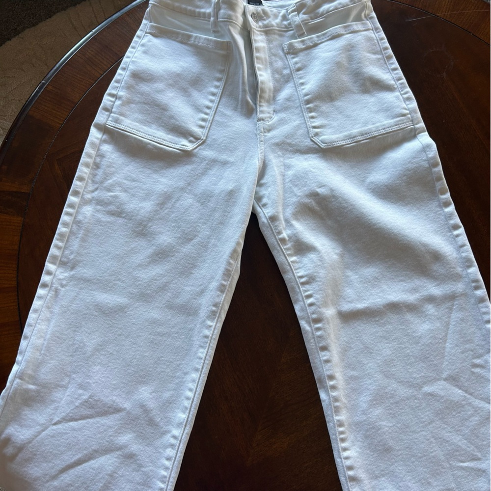 Silver Jeans White Vintage Patch Pocket Wide Leg High Rise Jeans